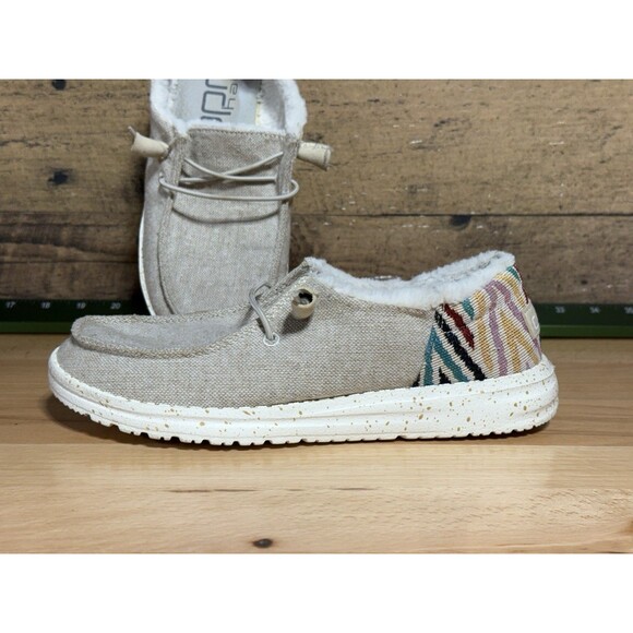 Hey Dude Womens Wendy Funk Wool Beige Size 6 Slip On Walking Comfort Shoes - Picture 4 of 8